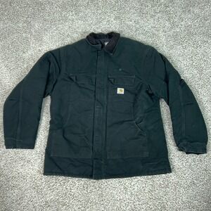 Carhartt Coat Mens 50 Tall Black C03 Canvas Insulated Workwear Quilt Lined Work